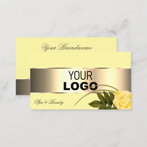 Yellow and Gold Decor Cute Rose Flower with Logo Business Card