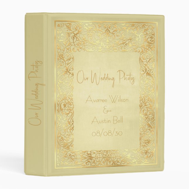 Yellow and Gold Frame Wedding Photo Binder (Front/Spine)