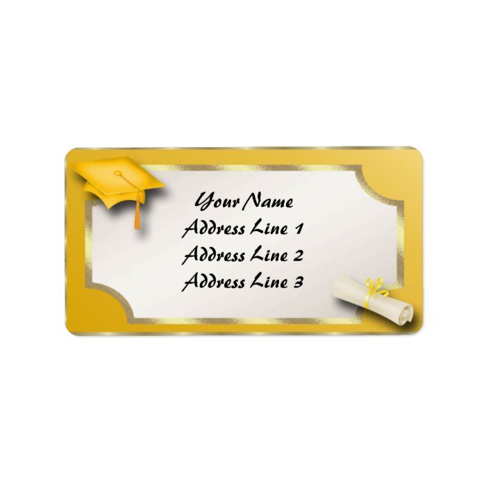 Yellow and Gold Grauation Address Labels