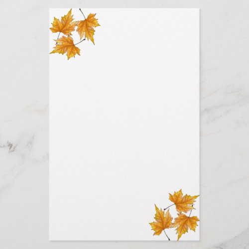 Yellow and gold maple leaves stationery