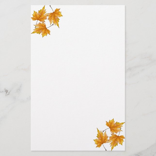 Yellow and gold maple leaves stationery (Front)