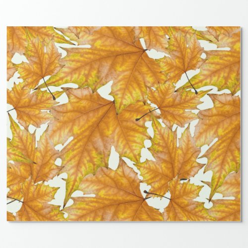 Yellow and gold maple leaves wrapping paper