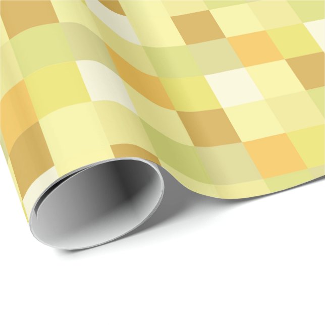 Yellow and Gold Pixelated Pattern Wrapping Paper (Roll Corner)