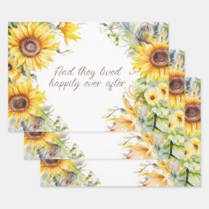 Yellow and Gold Sunflowers Frame Personalized Wrapping Paper Sheets