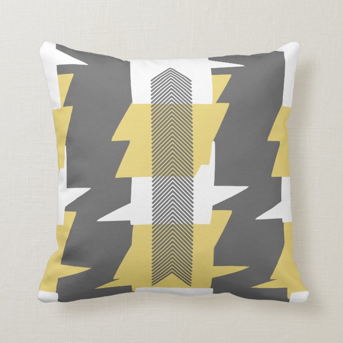 Yellow and Gray Abstract Pattern Design Pillow