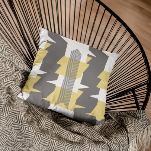 Yellow and Gray Abstract Pattern Design Pillow