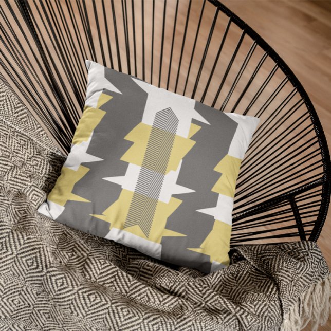 Yellow and Gray Abstract Pattern Design Pillow (Creator Uploaded)