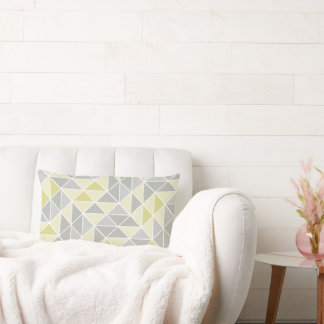Yellow and Gray Abstract Triangle Pattern Lumbar Pillow