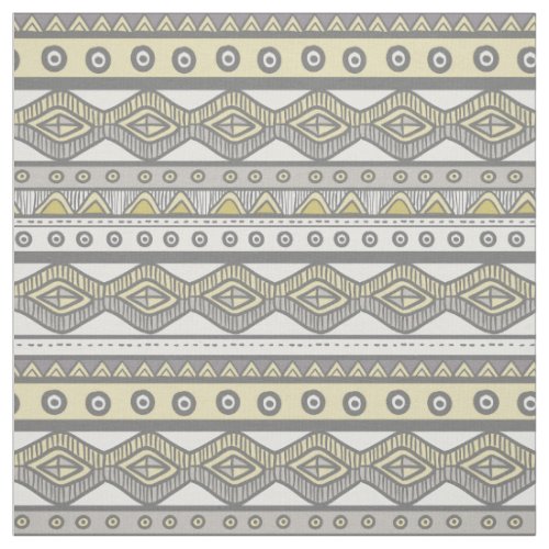 Yellow and Gray Aztec Tribal Pattern Fabric 2
