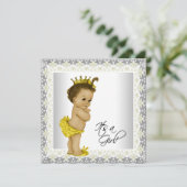 Yellow and Gray Baby Girl Shower Invitation (Standing Front)