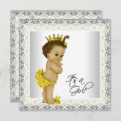 Yellow and Gray Baby Girl Shower Invitation (Front/Back)