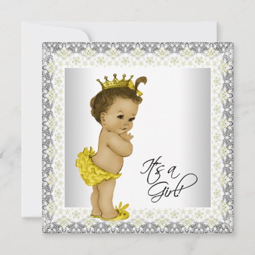 Yellow and Gray Baby Girl Shower Invitations