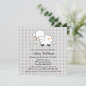 Yellow and Gray Baby Lamb Baby Shower Invitation (Standing Front)