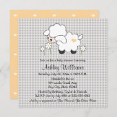 Yellow and Gray Baby Lamb Baby Shower Invitation (Front/Back)