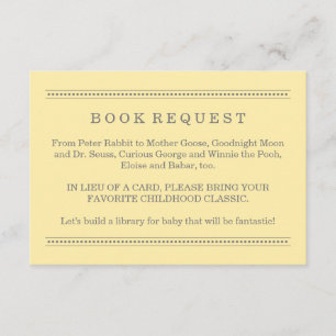 Yellow and Gray Baby Shower Book Request Enclosure Card