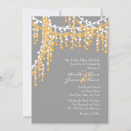 Yellow and Gray Beaded Wedding Invitation
