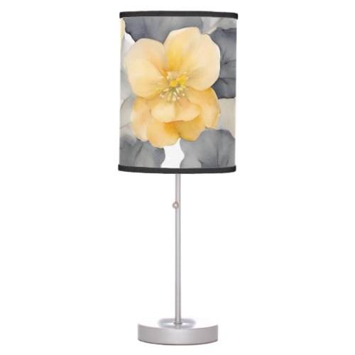 Yellow And Gray Begonia Flower Art Table Lamp