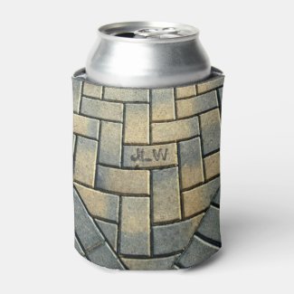 Yellow and Gray Brick Pattern with Initials