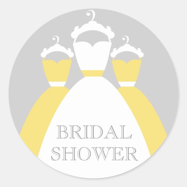 Yellow And Gray Bridal Shower Gift Seals (Front)
