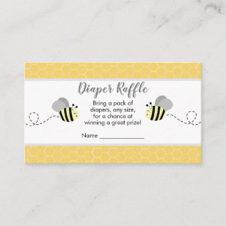 Yellow and Gray Bumble Bee Diaper Raffle Cards