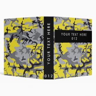 Yellow and Gray Camo, Camouflage, Military, Army 3 Ring Binder