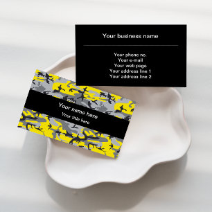 Yellow and Gray Camo, Camouflage, Military, Army Business Card