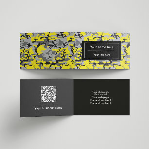 Yellow and Gray Camo, Camouflage, Military, Army Business Card