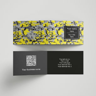 Yellow and Gray Camo, Camouflage, Military, Army Business Card