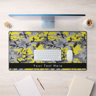 Yellow and Gray Camo, Camouflage, Military, Army Desk Mat
