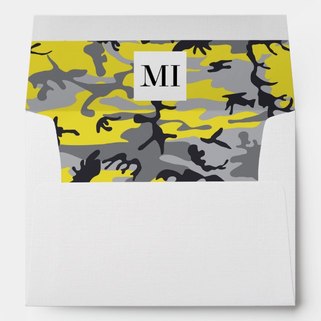 Yellow and Gray Camo, Camouflage, Military, Army Envelope (Back (Bottom))