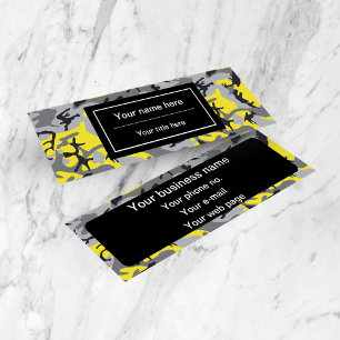 Yellow and Gray Camo, Camouflage, Military, Army Mini Business Card