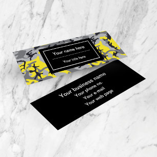 Yellow and Gray Camo, Camouflage, Military, Army Mini Business Card