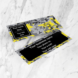 Yellow and Gray Camo, Camouflage, Military, Army Mini Business Card