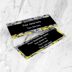Yellow and Gray Camo, Camouflage, Military, Army Mini Business Card