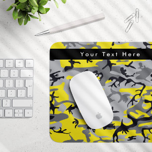 Yellow and Gray Camo, Camouflage, Military, Army Mouse Pad