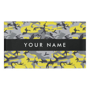 Yellow and Gray Camo, Camouflage, Military, Army Name Tag