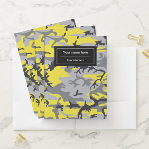 Yellow and Gray Camo, Camouflage, Military, Army Pocket Folder