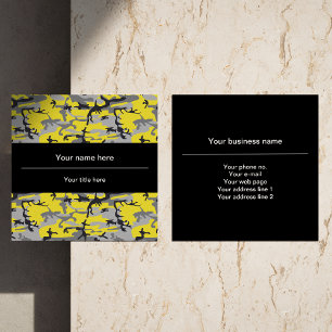 Yellow and Gray Camo, Camouflage, Military, Army Square Business Card
