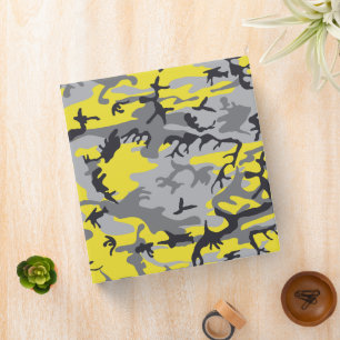 Yellow and Gray Camouflage, Military, Army 3 Ring Binder