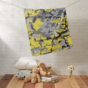 Yellow and Gray Camouflage, Military, Army Baby Blanket