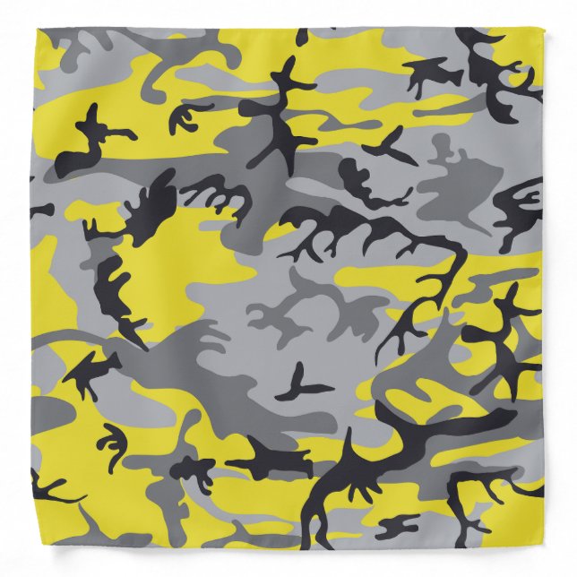 Yellow and Gray Camouflage, Military, Army Bandana (Front)