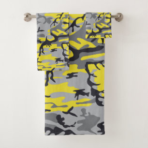 Yellow and Gray Camouflage, Military, Army Bath Towel Set