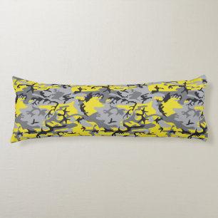Yellow and Gray Camouflage, Military, Army Body Pillow