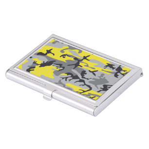 Yellow and Gray Camouflage, Military, Army Business Card Case