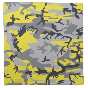 Yellow and Gray Camouflage, Military, Army Cloth Napkin