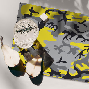 Yellow and Gray Camouflage, Military, Army Cloth Placemat