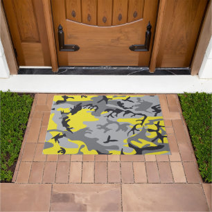 Yellow and Gray Camouflage, Military, Army Doormat