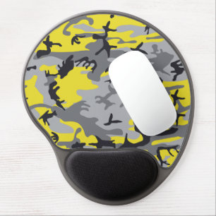Yellow and Gray Camouflage, Military, Army Gel Mouse Pad
