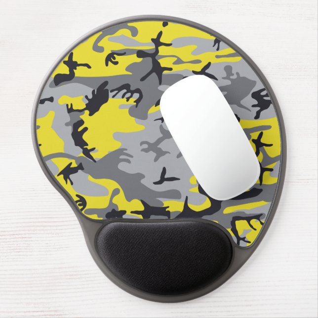 Yellow and Gray Camouflage, Military, Army Gel Mouse Pad (Left Side)