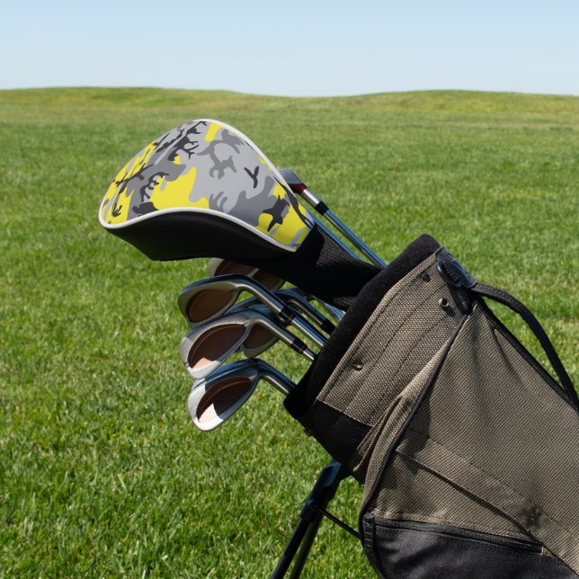 Yellow and Gray Camouflage, Military, Army Golf Head Cover (In Situ)